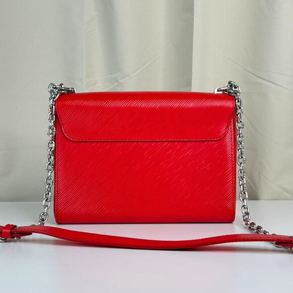 Louis Vuitton Red Epi Leather Twist Shoulder Bag Crossbody with Iconic LV Logo - Picture 3 of 10